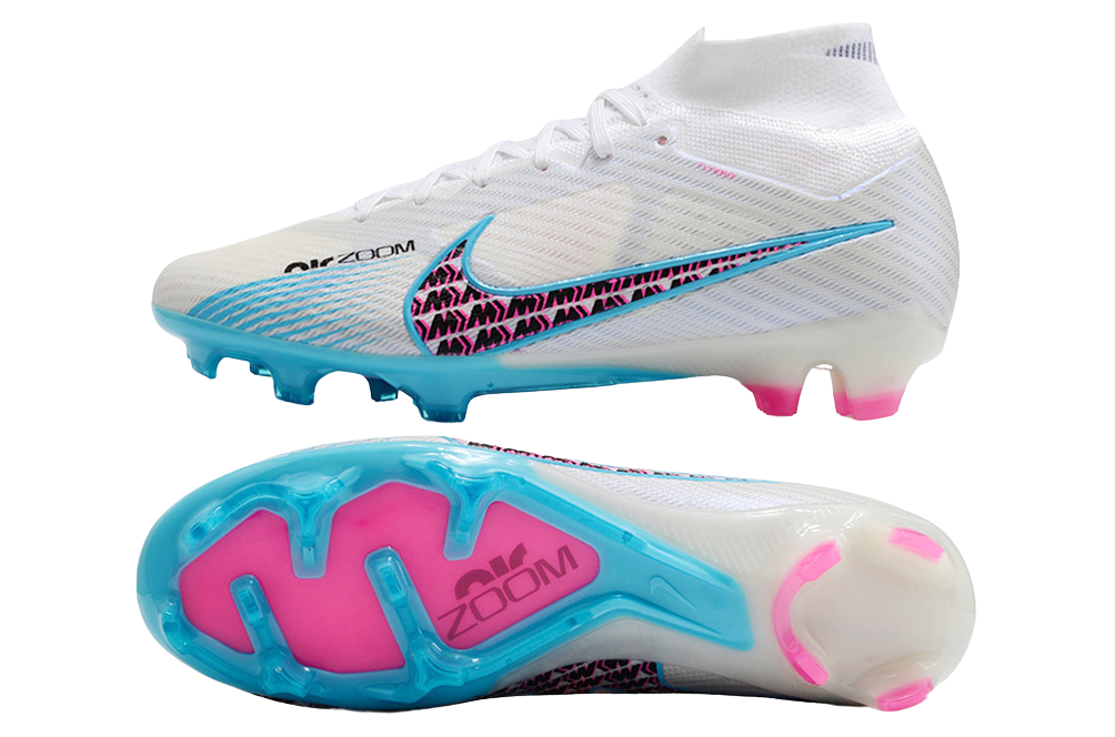 Cleats Air Zoom Mercurial Superfly 9 Elite FG White Blue Pink