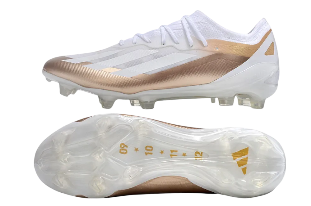 Cleats X Crazyfast - MESSI.1 FG - White &amp; Gold | Goatkits Store