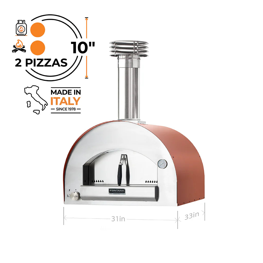Fontana Forni Napoli Hybrid Gas &amp; Wood Pizza Oven (Top Only) - Rosso